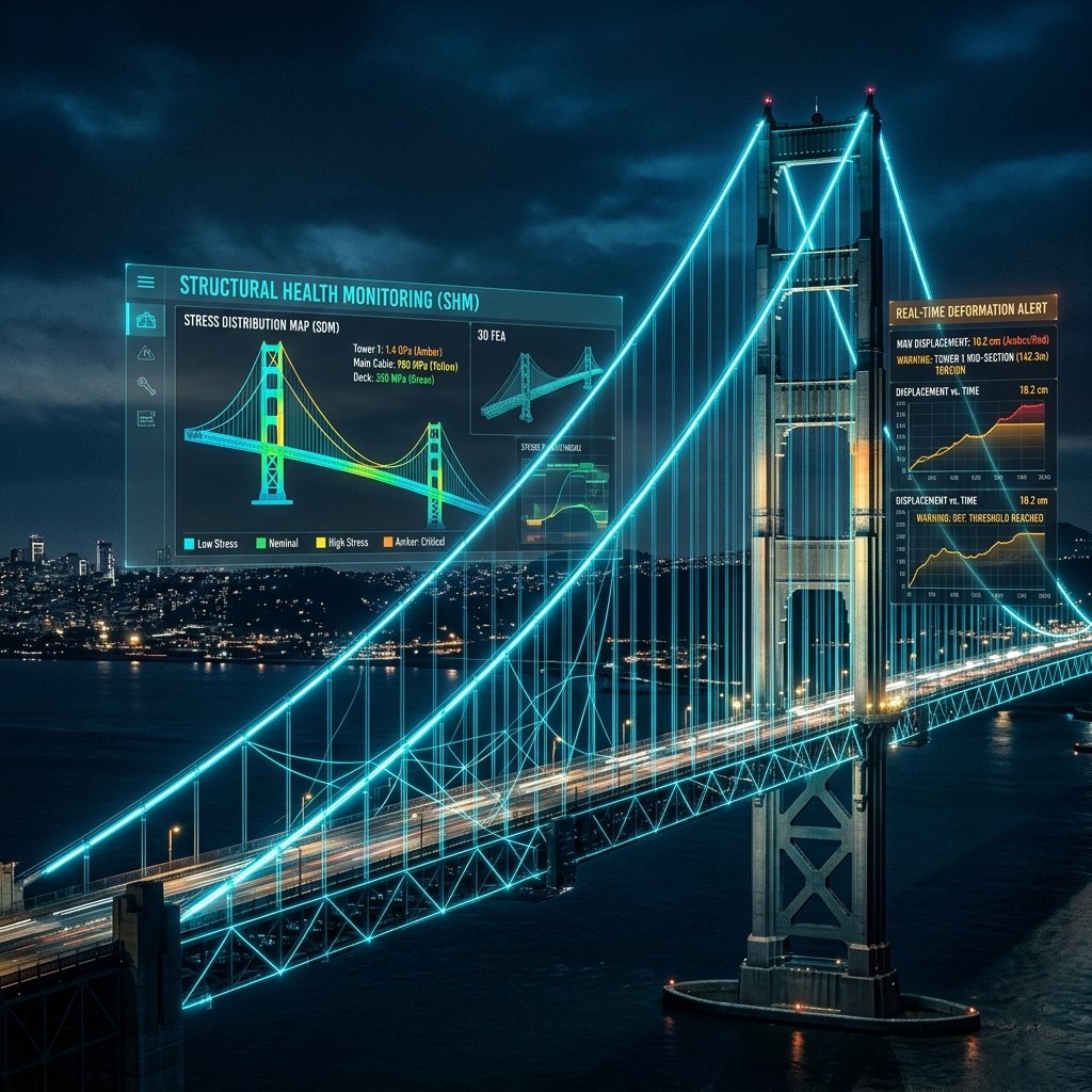 Bridge Structural Health Monitoring concept illustration
